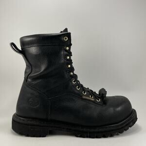 Georgia Boot Waterproof 8"Heel Logger Mens Size 12 Black Leather GBOT078